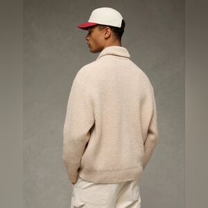 AE Chunky Knit Shawl Cardigan Large Tall In Oatmeal